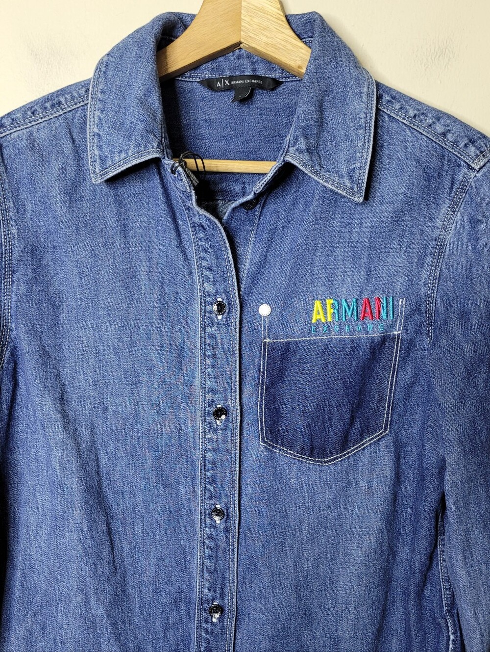 Armani Exchange Denim Button Up Shirt NWT - Picture 3 of 11